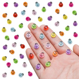 HOMICO 100 Pieces Colorful Mini Ladybug Decor for Crafts Dollhouse Miniature Things Tiny Ladybugs for Fairy Garden Dollhouse Micro Landscaping Decoration
