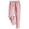 Tanming Women's Casual Linen Elastic Waist Tapered Pants Trousers with