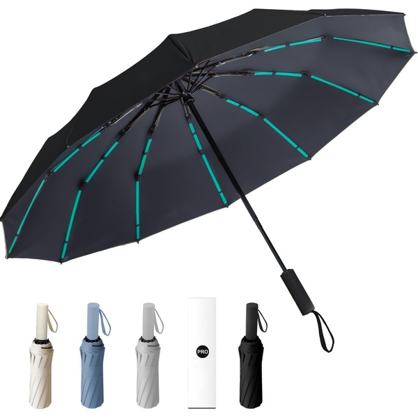 YUNYU Umbrella Windproof Strong,12 Ribs Auto Open Close Folding Travel