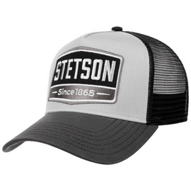 Stetson Classic Cotton Trucker Cap - Trucker Cap Men / Women - Baseball Cap with Cotton - One Size 56-60 cm - Mesh Cap Spring/Summer - Baseball Cap, Grey - Black
