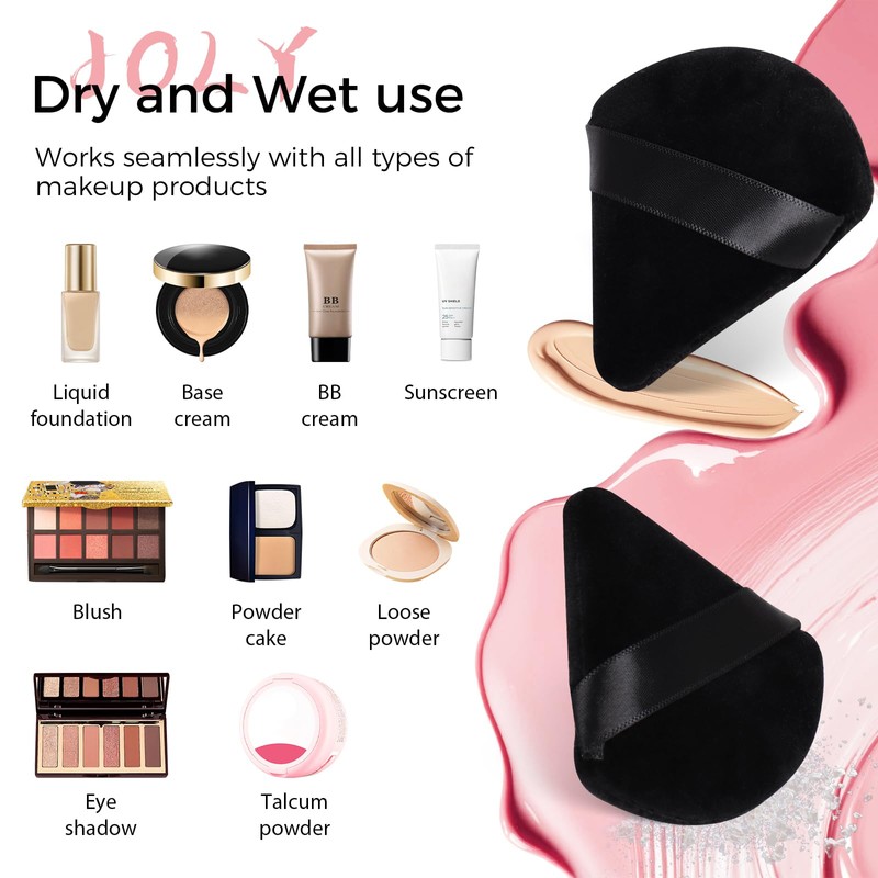 JOLY Triangle Powder Puff Face Makeup Sponge Beauty Blender Stocking