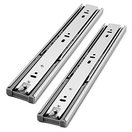 Gobrico 16 inch Drawer Slides 1 Pair，Soft Close Drawer Slides 3 Fold, Cabinet Drawer Slides Full Extension Drawer Hardware, Heavy Duty Hydraulic Self Close Rails, Side Mount Ball Bearing Tracks