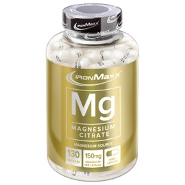 IronMaxx Magnesium - 130 Kapseln Hochwertiges Magnesium zur Unterstützung der Muskelfunktion | 150mg Magnesium pro Portion | ohne Rindergelatine