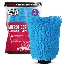 AIDEA AIDEA Car Wash Mitt Microfiber, 1PK Scratch Free Lint-Free, Premium Chenille Microfiber Sponge Mitt Car Wash Brush, Blue, Regular Size 7.12'X10.14'