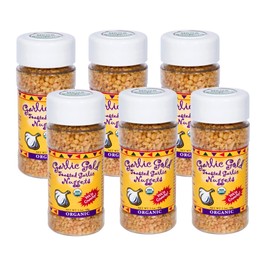 Garlic Gold, Organic Crunchy Garlic Nuggets, Roasted Garlic Seasoning Granules, Sodium Free & MSG Free, Vegan 2.1-Ounce Shaker Jar (Pack of 6)