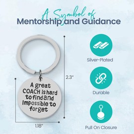 Gymnastics Coach Keychain, Boys Gymnastic Coach Gift, Great Coach is Hard to Find But Impossible to Forget Coach Keychain