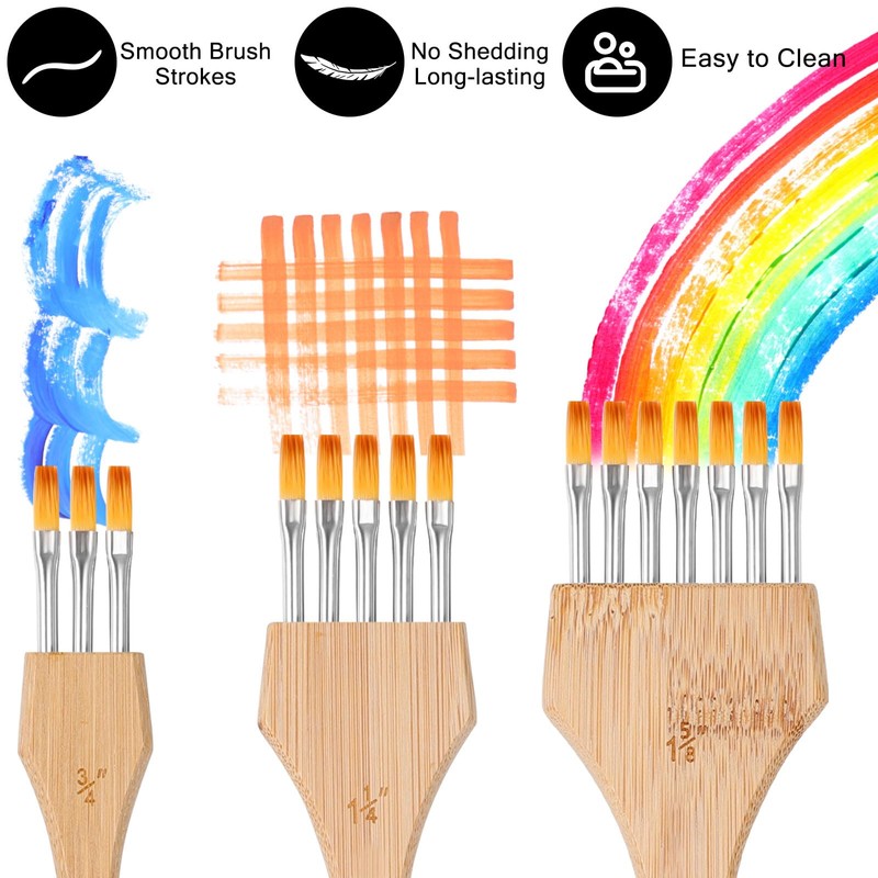 3-Piece Flat Comb Artist Grainer Rake Brush Set