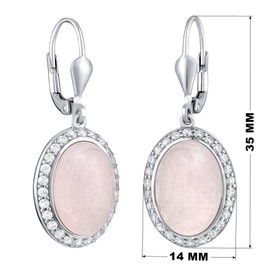 SILVEGO Women's Earrings Made of 925 Sterling Silver with Natural Rose Quartz, Silver, Quartz