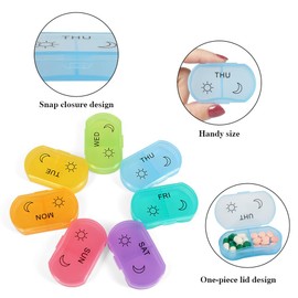 HRX Package Little Daily Pill Box Case AM PM for 7 Day, Small Pocket Purse Pills Holder, Cute Drug Organizer Container 2 Times a Day