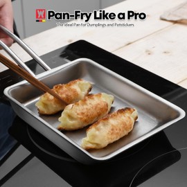 WAGENSTEIGER Stainless Steel Fry Pan, 3-Ply Reinforced Body, Rectangular Omelet Pan, Oven & Dishwasher Safe, Induction Compatible, Portable Camping Cookware, Mini or Small Size (14.2Lx5.5WX1.2H inch)
