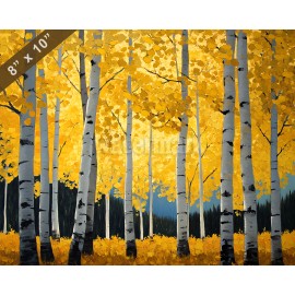 Aspen trees with golden leaves oil painting 8x10 Print