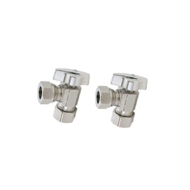 (2 Pack) EZ-Fluid 1/2-in Nominal Comp (5/8" OD Comp) x 7/16"O.D or 1/2" FIP (Slip Joint) 1/4-Turn Chrome Brass Angle Stop Valve Water Shut Off Ball Valve LF,Square Body