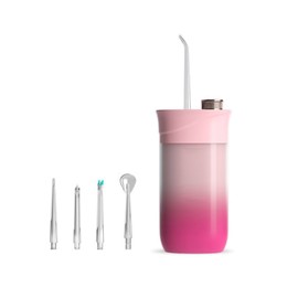 Electric Teeth Irrigator 3 Gears 360 Degrees Rotation 200ml Water Tank Scalable Dental Oral Cleaner Pink
