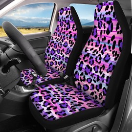 Finagallathe Leopard Print Seat Covers Full Set Cheetah Print Vehicle Seat Protector Car Covers for Auto Cars Sedan SUV Automotive Interior Accessories Purple