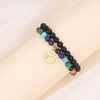 coai 7 Chakra Balancing Obsidian Stone Chakra Bracelet for Women