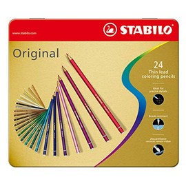 Stabilo Original 8774-6 Thin Lead Colouring Pencils 2.5 mm Metal Case with 24 Pencils
