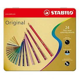 Stabilo Original 8774-6 Thin Lead Colouring Pencils 2.5 mm Metal Case with 24 Pencils