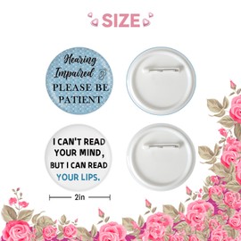 2 Pcs Hearing Impaired Button Pins, Deaf Hearing Badge Pins, I'm Hearing Learning Stain Brooch Button for Deaf Themed Party Decorations