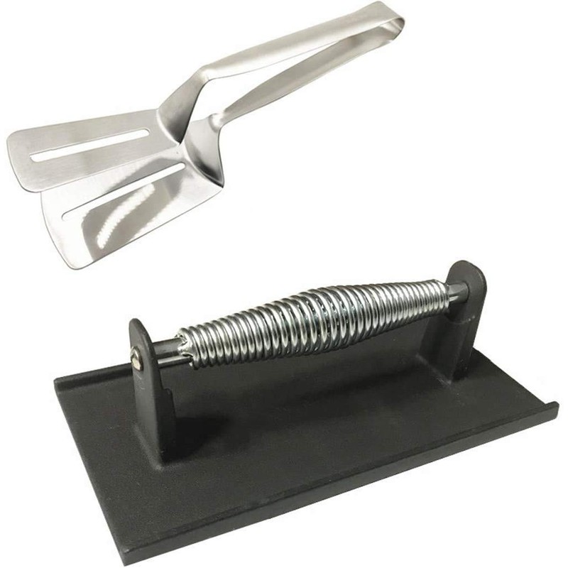 Heavy Duty Steak Weight/Bacon Press with Wooden Handle, Cast Iron