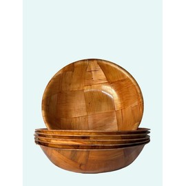 Fruit Salad Bowls, Wooden Salad Bowl ,Wood Utensil ,Woven Wooden Bowls for Food Snack ,Decorative Bowl - Gifts, Serving Bowls for party and Christmas wooden bowls decorative bowl - Quantity: Pack of 2