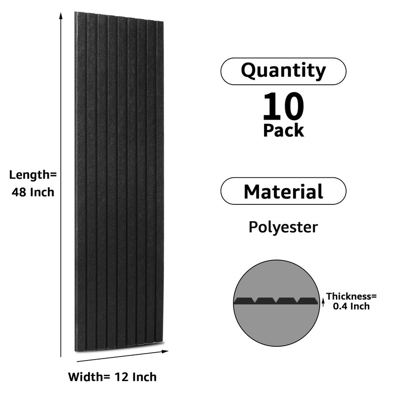 Art3dwallpanels 10 Pack Acoustic Panels, 48" X 12" X 0.35"
