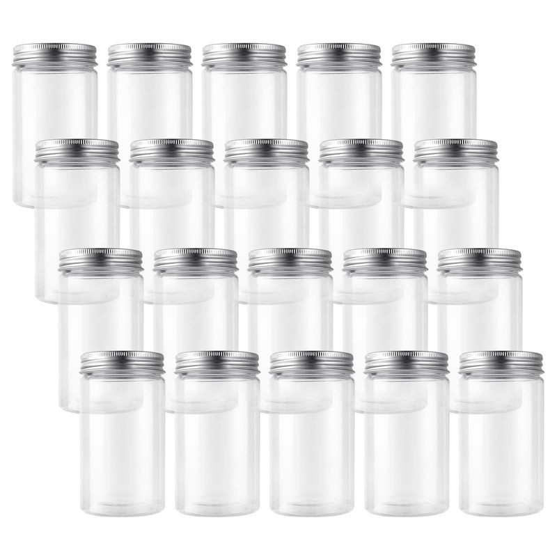 AKOLAFE 20 Pack 350ML Plastic Jars with Lids 12oz Kitchen