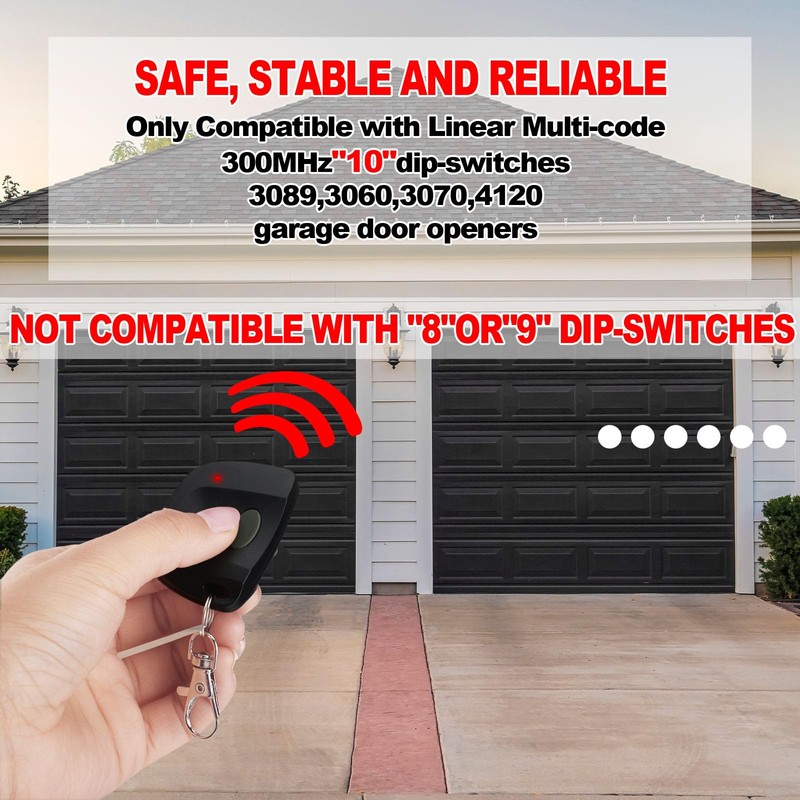 Kingdder Garage Door Remote Compatible with Linear Multicode 300mhz 10