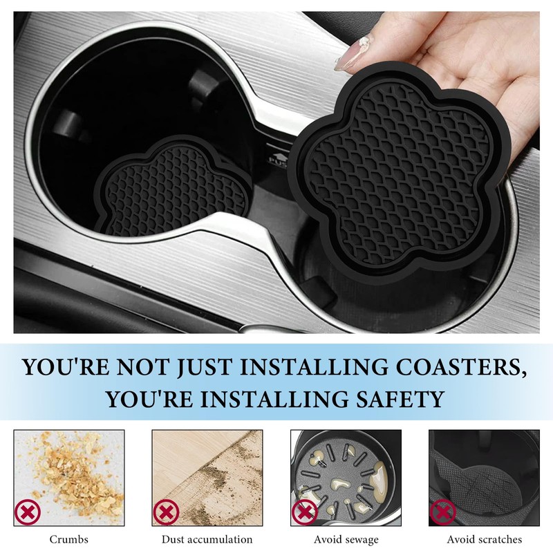 BWBWND 4 PCS Car Cup Coasters, 2.76 Inch Flower Shaped