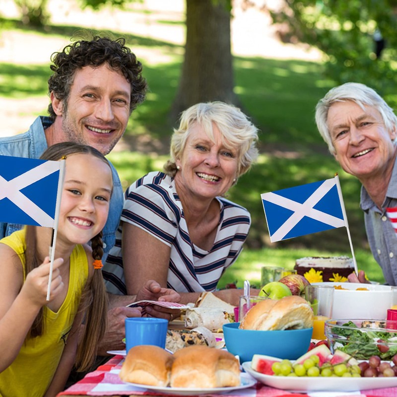 12 Pcs Scotland Stick Flag, 14x21cm Scotland Scottish Flag HandHeld
