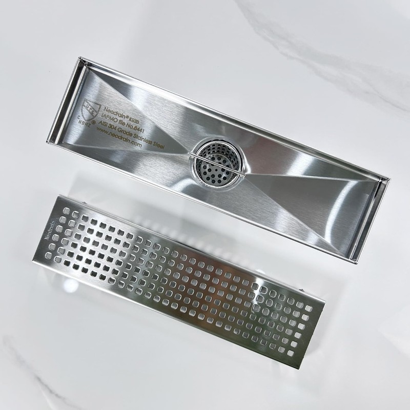 Neodrain 12-Inch Brushed Linear Shower Drain,Stainless Steel Linear Drain with
