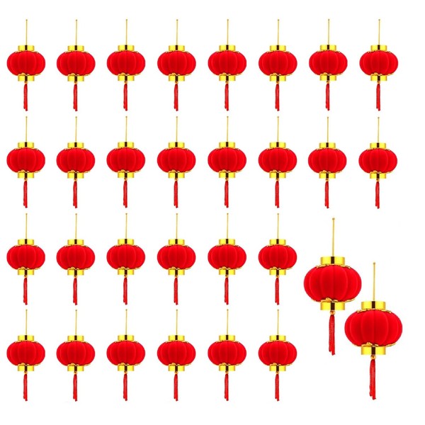 siawadeky Chinese Lanterns, Lanterns, Set of 30, Red, Flocking, Peace,