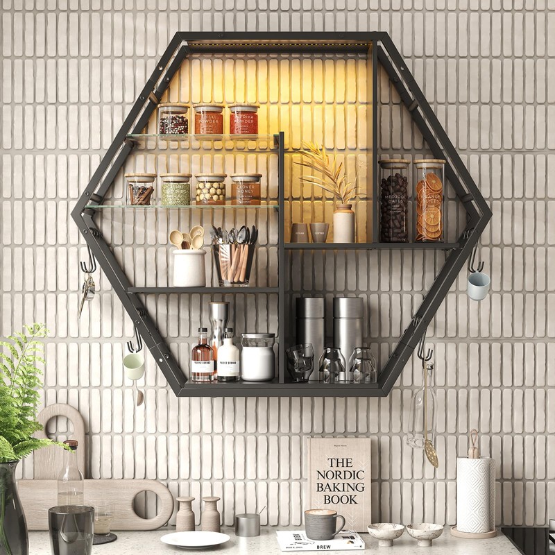 Saudism Floating Shelves with Lights, Led Shelves for Wall, Gaming