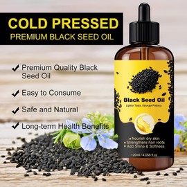 Aceite de Comino Negro Orgánico para Cabello, Aceite de Semilla Negra Acondicionador, Fortalece el Cabello, 120ml (3PCS)