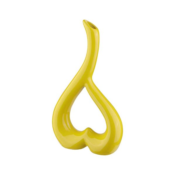 IMIKEYA Yellow Heart Shaped Ceramic Vase,Unusual Vases,Mustard Accessories for Home,Bedroom,Living