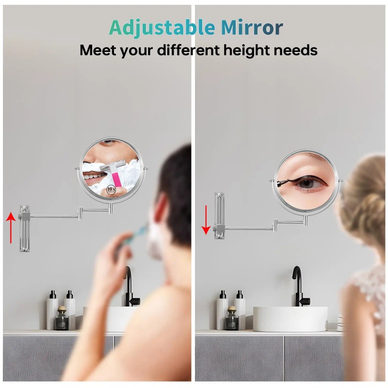 Wall Mounted Metal Frame Makeup Mirror 8 Inch 1X Magnification