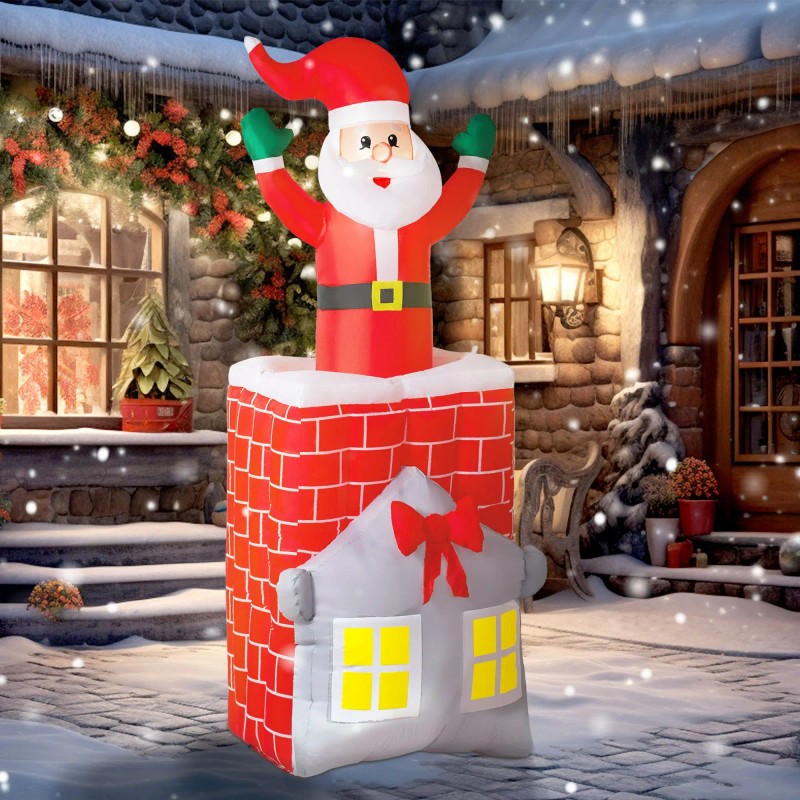 "7FT Inflatable Santa in Chimney for Indoor Party up and