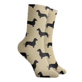 Rajfoo Short Hair Dachshund Cream Painting Classics Compression Socks Athletic Long Crew Socks For Men Women 11.8inch(30cm)
