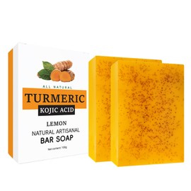 2 x Turmeric Soap, Turmeric Soap Bar for Face and Body, Turmeric Soap - Enough Dark Spots, Improves Skin Tone, Exfoliation (Kojic Acid)