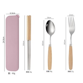 SDSXZWG Cutlery Set, Stainless Steel, Chopsticks, Spoon and Fork Set with Storage Case, 3 Piece Set, Convenient to Carry, Dinnerware Set for Kids, Adults, Students, Camping, Outdoors, Combi Set, Long