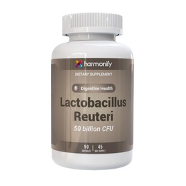 HARMONIFY Lactobacillus Reuteri 50 Billion CFU – High Strength Probiotic Supplement – 90 Vegetarian Capsules | Gut, Digestive & Immune Support | Vegan, Non-GMO | 45 Day Supply