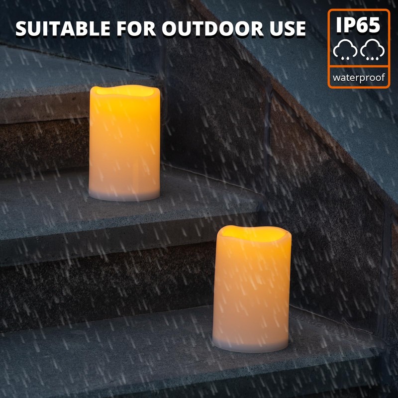 NURADA Large Outdoor Solar Candles Waterproof - 6" x 4"