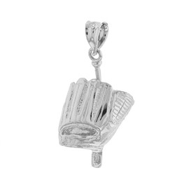 Claddagh Gold Fine 925 Sterling Silver Baseball, Bat and Glove Sports Pendant Necklace, 18"
