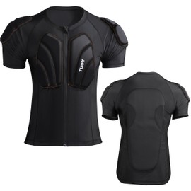 Dialudon Men's Snowboard Protective Padded Shirt for Back Spine Shoulder Chest Protector Ski Compression Impact Shirt for Ice Skating Skateboard