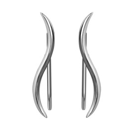 S. Leaf Arete escalador de oreja, de plata de ley maciza, delicada hoja moderna, minimalista
