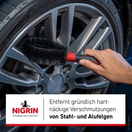 NIGRIN Rim brush for gentle and effective cleaning down to the rim base, suitable for all types of rims, ergonomic and non-slip grip