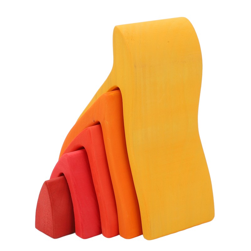 5pcs Fire Flame Element Stacking Toys Wooden Stacker Nesting Building