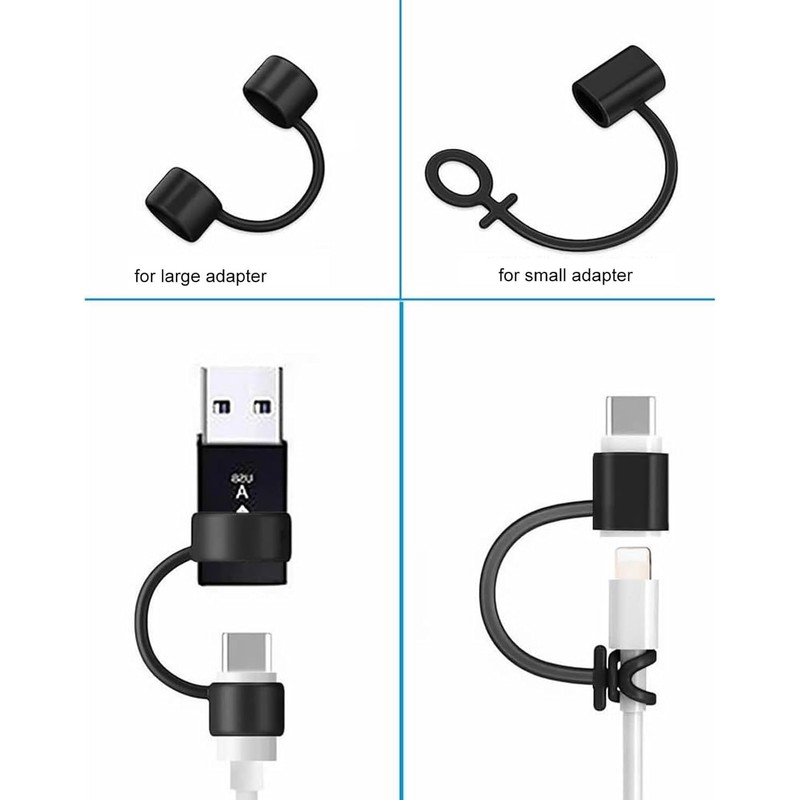 2pcs Silicone Cable Converter Holder Strap Tether,Anti Lost Cover Protections