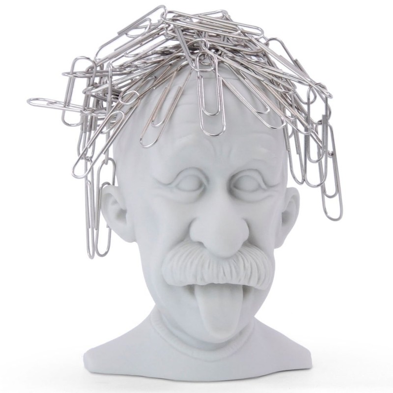 Genius Magnetic Paperclip Holder. Einstein Head Paper Clip Holder -