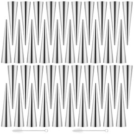 SEHOI 40 PCS Cream Horn Forms, Stainless Steel Cannoli Tubes, Cream Roll Horn Molds with Clean Brush Cream Horn Metal Cones for Croissant Daily Baking