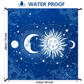 HIHOHO Beach Blanket, Sandproof Beach Mat, Waterproof Quick Drying Lightweight Outdoor Picnic Mat 79" X 83" for 2-4 Adults with Pocket for Travel, Camping, Hiking